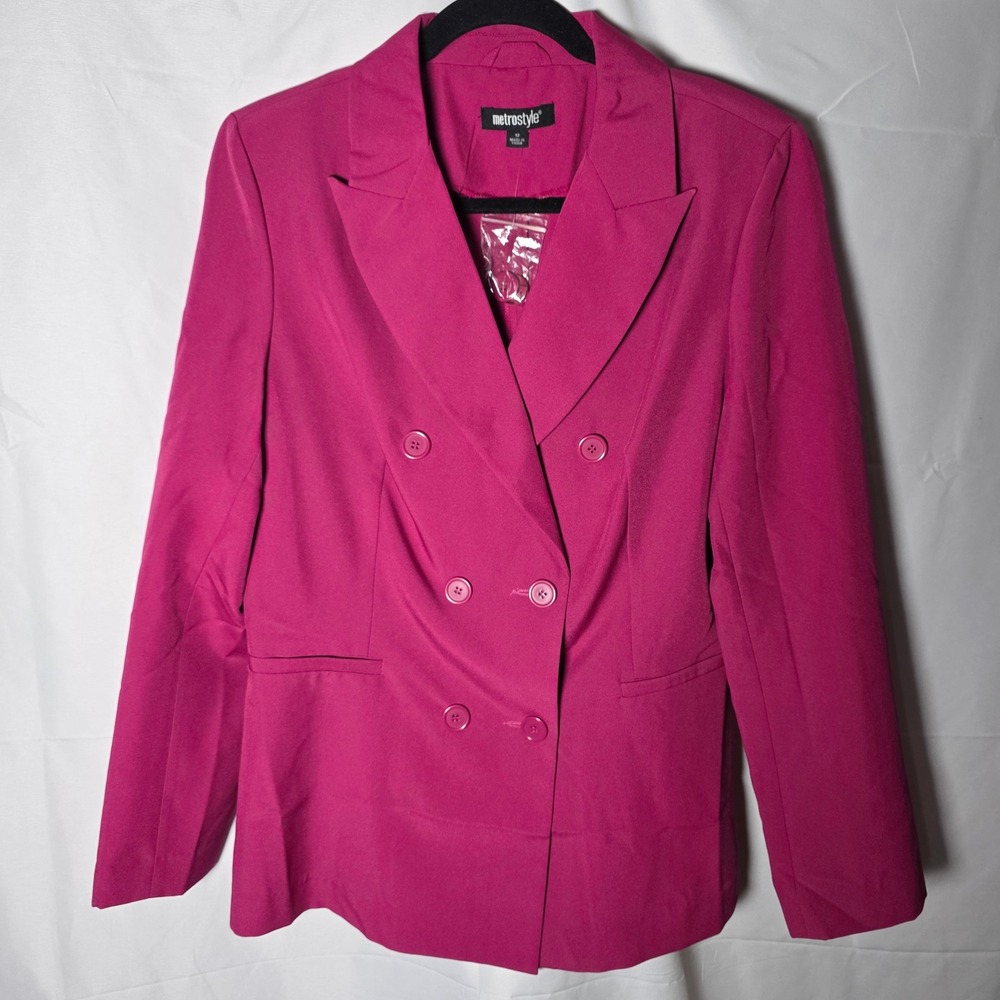 Metrostyle Double Breasted Blazer Jacket Fuchsia Pink Size‎ 12 NWOT